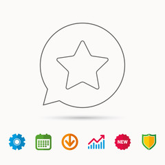 star icon. add to favorites sign. astronomy symbol. calendar, graph chart and cogwheel signs. downlo