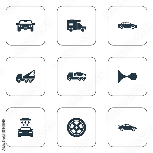 Vector Illustration Set Of Simple Auto Icons Elements Offroad