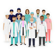 © generationclash - Doctors, nurses and paramedics characters icons. Group of medical staff. Hospital team. Medicine banner.