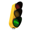 3d Illustration Of Traffic Light With Text.