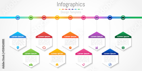 Fotografia Infographic design elements for your business with 9 options, parts, steps or processes, Vector Illustration