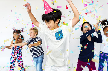 Happiness group of cute and adorable children having party