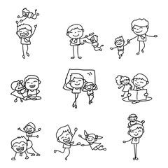 Wall Mural - Set of Hand drawing cartoon concept Happy Fathers Day.