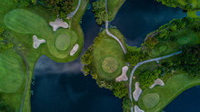 Aerial View Of Green Golf Course.