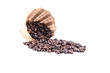 Coffee beans with basket