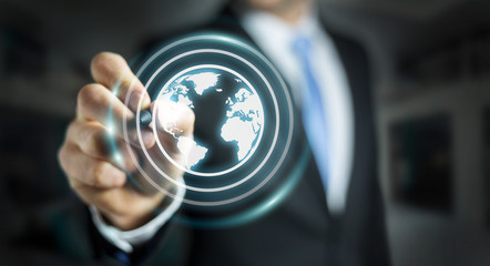 Wall Mural - businessman using web interface to surf on internet 3d rendering