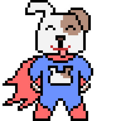 Poster - vector pixel art superhero pet