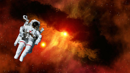 Wall Mural - astronaut planet spaceman cosmonaut suit outer space gravity galaxy floating universe explosion. ele