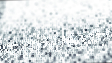 Wall Mural - digital data hex code symbols with dof