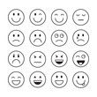© mast3r - Smiling Cartoon Face Positive People Emotion Icon Set Vector Illustration