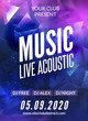 Live music acoustic poster design temple. Live show modern party dj invitation flyer