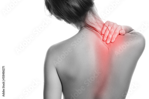 Cuadros en Lienzo Woman with pain in her back and neck