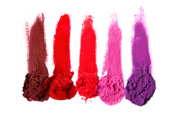 Poster - Different multi colored samples of a smudged lipstick