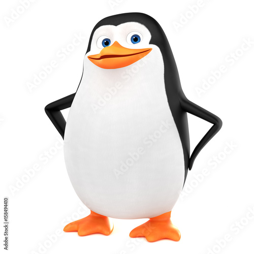 Fotografie, Obraz Funny penguin character on a white background