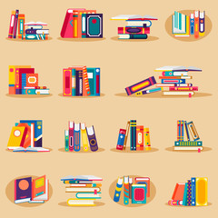 Aufkleber - Colored books icons set in flat design