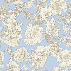 Seamless pattern with poppy flowers 