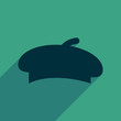 Flat web icon with long shadow beret 