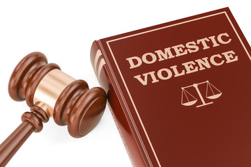 Wall Mural - Domestic violence concept with gavel and book, 3D rendering