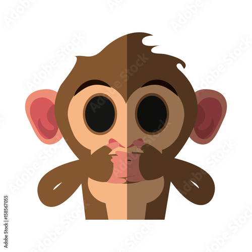 cute expressive monkey covering mouth with hands cartoon icon image