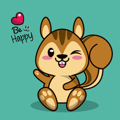 Canvas Print - color background with cute kawaii animal chipmunk with wink eye vector illustration