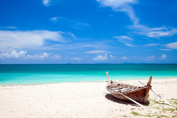 Wall Mural - beach and fishing boat, koh lanta, thailand
