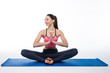 © F8  \ Suport Ukraine - Sporty young woman doing yoga practice isolated on white background