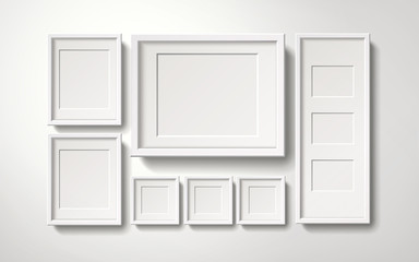 Wall Mural - Blank white picture frames