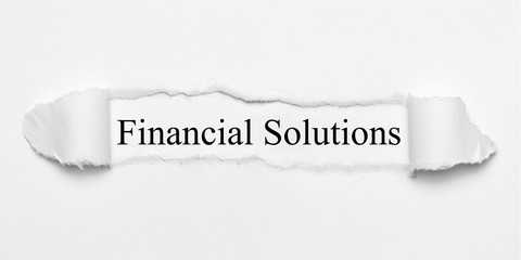 Sticker - Financial Solutions on white torn paper