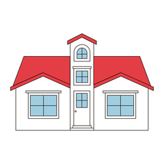 Sticker - color sections silhouette facade house with attic vector illustration