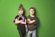 © Africa Studio - Cute stylish children on color background