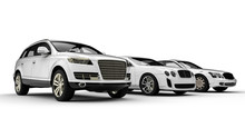 Luxury Transportation Painted In White / 3D Render Image Representing An Luxury Car Fleet  Painted White 