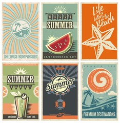 Wall Mural - Vector set of summer vacation cards and banners