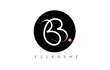 BB Handwritten Brush Letter Logo Design with Black Circle.