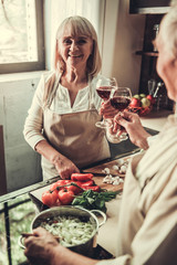 Wall Mural - Old couple in kitchen