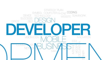 Wall Mural - developer animated word cloud, text design animation. kinetic typography.