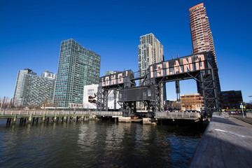 Wall Mural - iconic gantries of Gantry State Park and buildings with blue sky