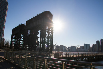 Wall Mural - iconic gantries of Gantry State Park with the sun