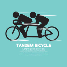 Black Symbol Tandem Bicycle Vector Illustration