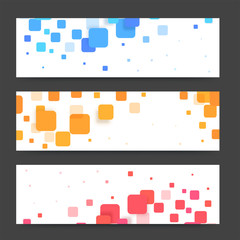 Wall Mural - Modern  banners or headers with colorful squares. Vector banners ready for your text or design.