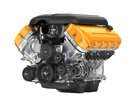 automotive engine gearbox assembly without shadow on white background 3d