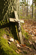droga krzyżowa - wielki post - krzyż - stary drewniany krzyż w lesie jesienią - kościół - jezus na krzyżu
