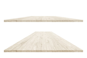 Wall Mural - Empty dining table vintage style with clipping path in perspective view for product placement or montage with focus to table. Wooden board surface.