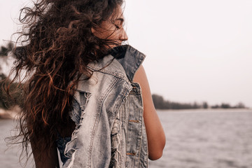 Wall Mural - close up of attractive young woman outdoors