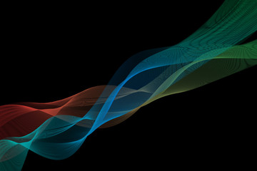 Wall Mural - abstract wave flow smoke on dark background.vector and illustration