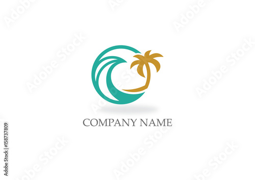 Round Ocean Water Beach Palm Tree Logo Buy This Stock Vector And Explore Similar Vectors At Adobe Stock Adobe Stock