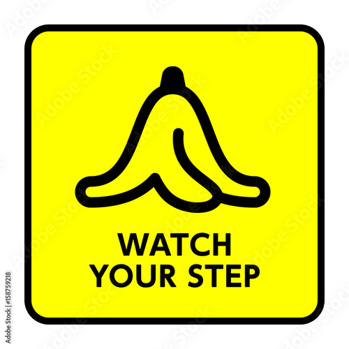 サイン 足元注意 足元 注意 黄色 バナナ 滑る Stock ベクター Adobe Stock