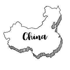 Canvas Print - Hand drawn  of China map, vector  illustration