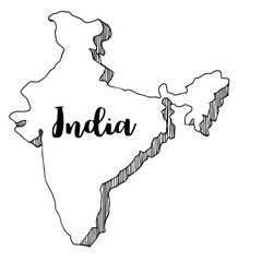 Canvas Print - Hand drawn  of India map, vector  illustration