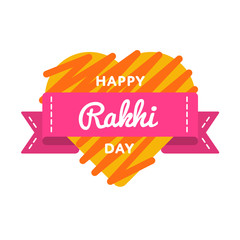Wall Mural - Happy Rakhi day emblem isolated vector illustration on white background. 7 august indian national holiday event label, greeting card decoration graphic element
