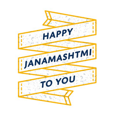 Wall Mural - Happy Janamashtmi day emblem isolated vector illustration on white background. 14 august world hindu holiday event label, greeting card decoration graphic element
